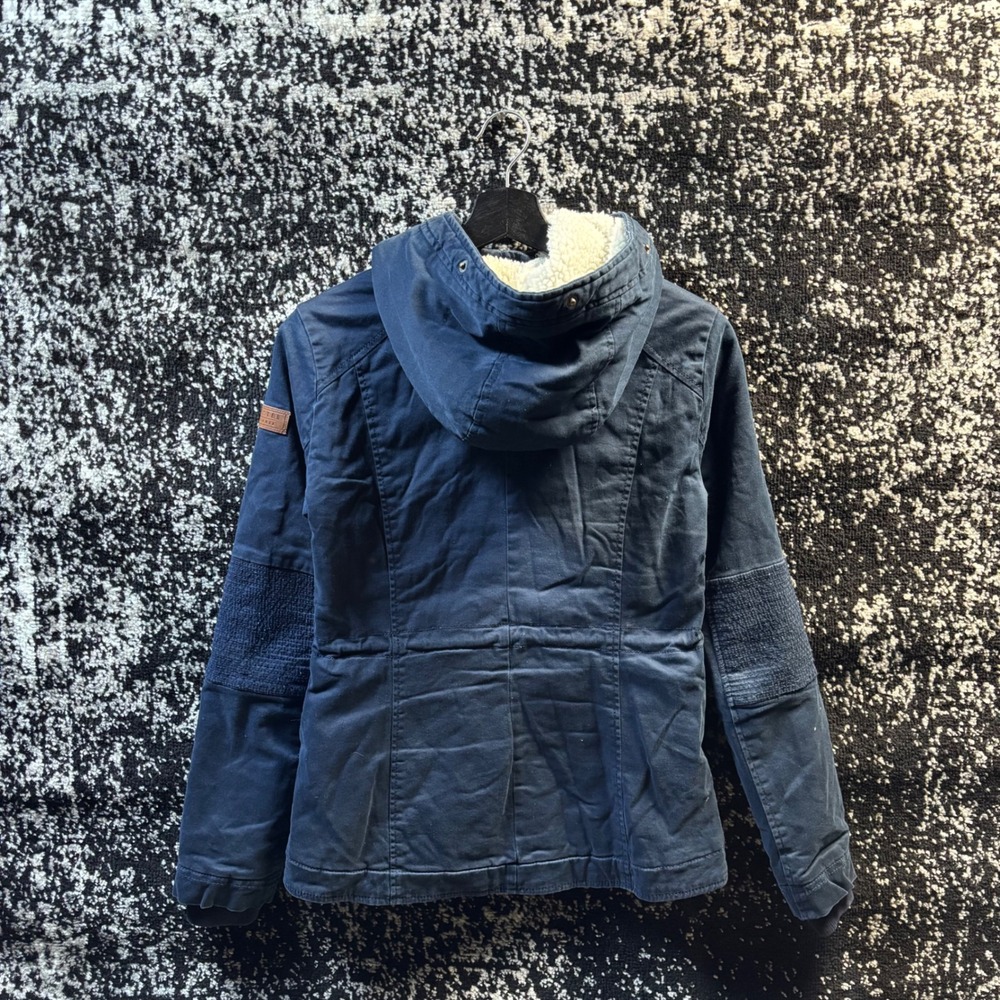 Hollister Navy Sherpa Lined Hooded Utility Jacket XS Plaid Flannel Y2K - Picture 2 of 7